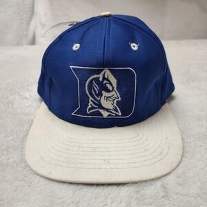 Vintage Duke Blue Devils 90s Hat Cap Snap Back Blue NCAA Blockhead Competitor